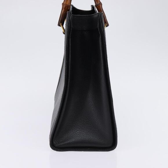 GUCCI Bamboo Hand Bag Leather Black Gold 002 1095 002 1095 - Picture 4 of 12